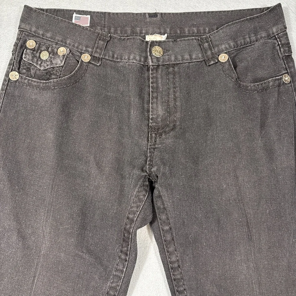 JEANS STRAIGHT True Religion Ricky  Mens 40x30 Relaxed  Black Flap Pockets Denim